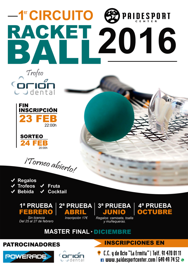 paidesport, paidesport center, gimnasio ermita, gimnasio madrid, wellness madrid, circuito racket, torneo racket, clinica dental orión, clínica dental orión, clinica orion, dentista, odontologia, deporte, salud, bienestar